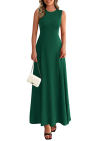 PRETTYGARDEN Women's Summer Tank Maxi Dress Spring Sleeveless Swing A Line Long Flowy Elegant Cocktail Dresses Pockets PRETTYGARDEN