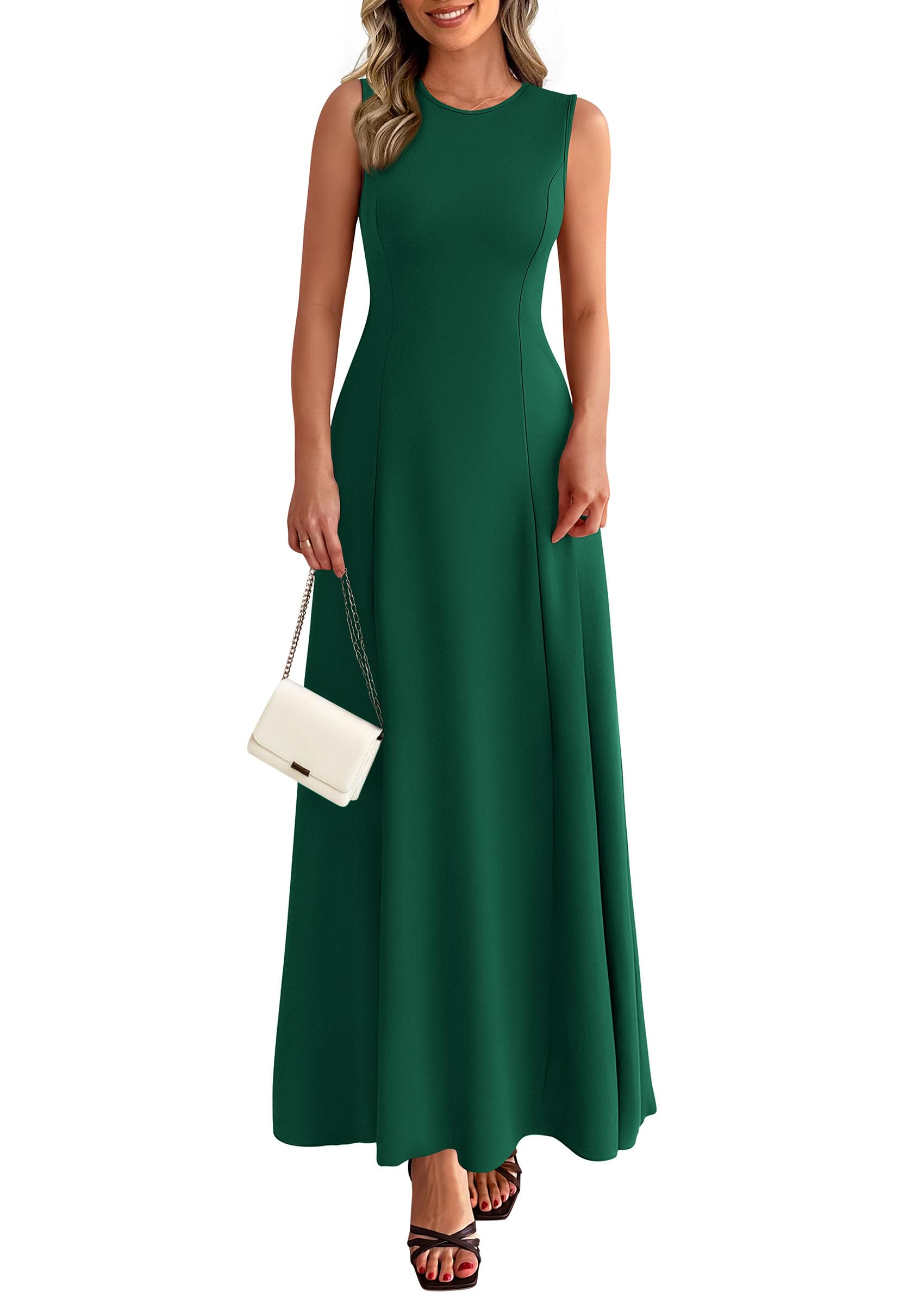 PRETTYGARDEN Women's Summer Tank Maxi Dress Spring Sleeveless Swing A Line Long Flowy Elegant Cocktail Dresses Pockets PRETTYGARDEN