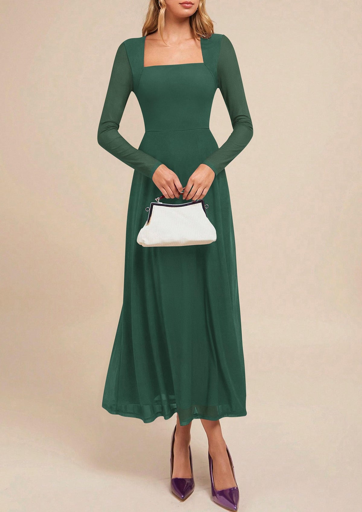 PRETTYGARDEN Women's Flowy Maxi Mesh Fall Cocktail Wedding Guest Dresses