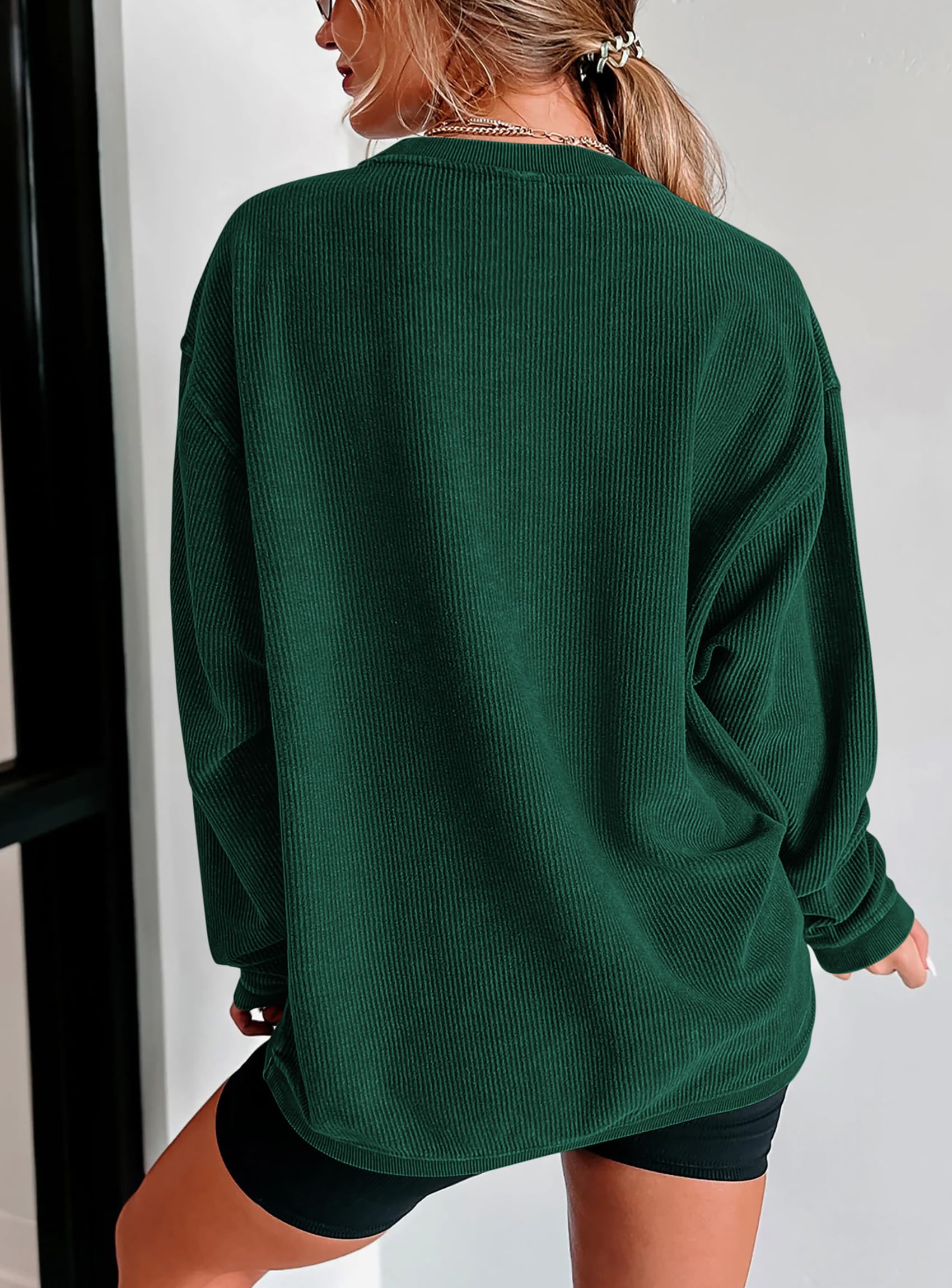 PRETTYGARDEN Women's Oversized Sweatshirt 2025 Fall Fashion Clothes Ribbed Corduroy Long Sleeve Going Out Pullover Tops