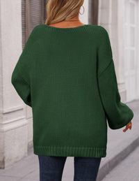 Fall Sweaters Chunky Loose Long Sleeve V Neck Oversized Dressy Casual Knit Pullover Tops