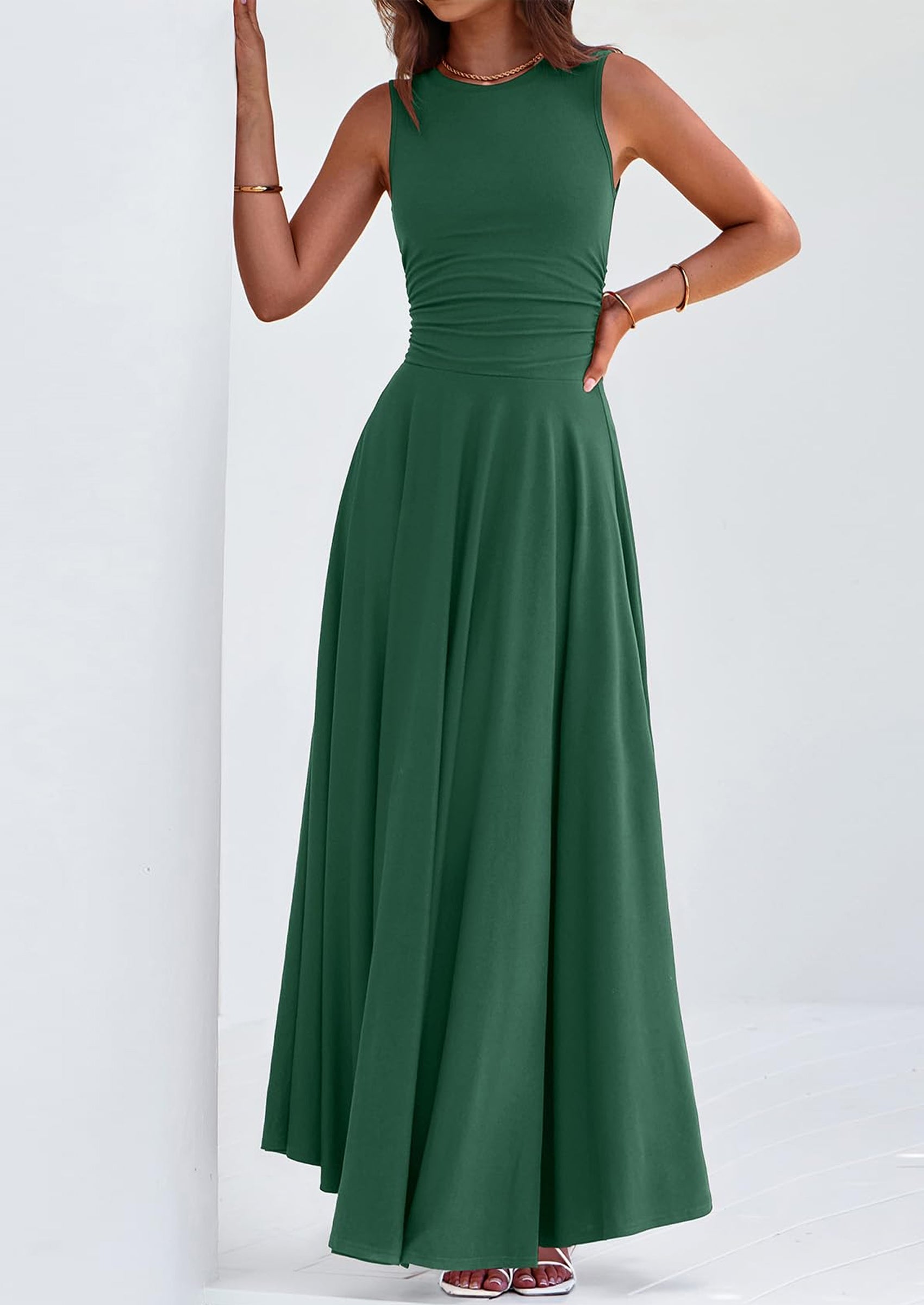 PRETTYGARDEN Womens Spring Dresses Casual Sleeveless Crewneck Aline Maxi Dress Stretch Tank Flowy Long Dresses