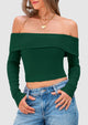 Off The Shoulder Top for Women 2025 Long Sleeve Shirts Trendy Going Out Crop Tops Spring Fashion Clothes