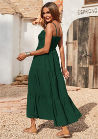 PRETTYGARDEN Women's Summer Maxi Dress Casual Boho Sleeveless Spaghetti Strap Smocked Tiered Long Beach Sundresses PRETTYGARDEN