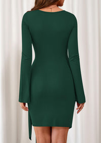 PRETTYGARDEN Women Mini Bodycon Dresses Long Sleeve Ruched Fitted Short Night Out Trendy Party Club Outfits Fall Clothes