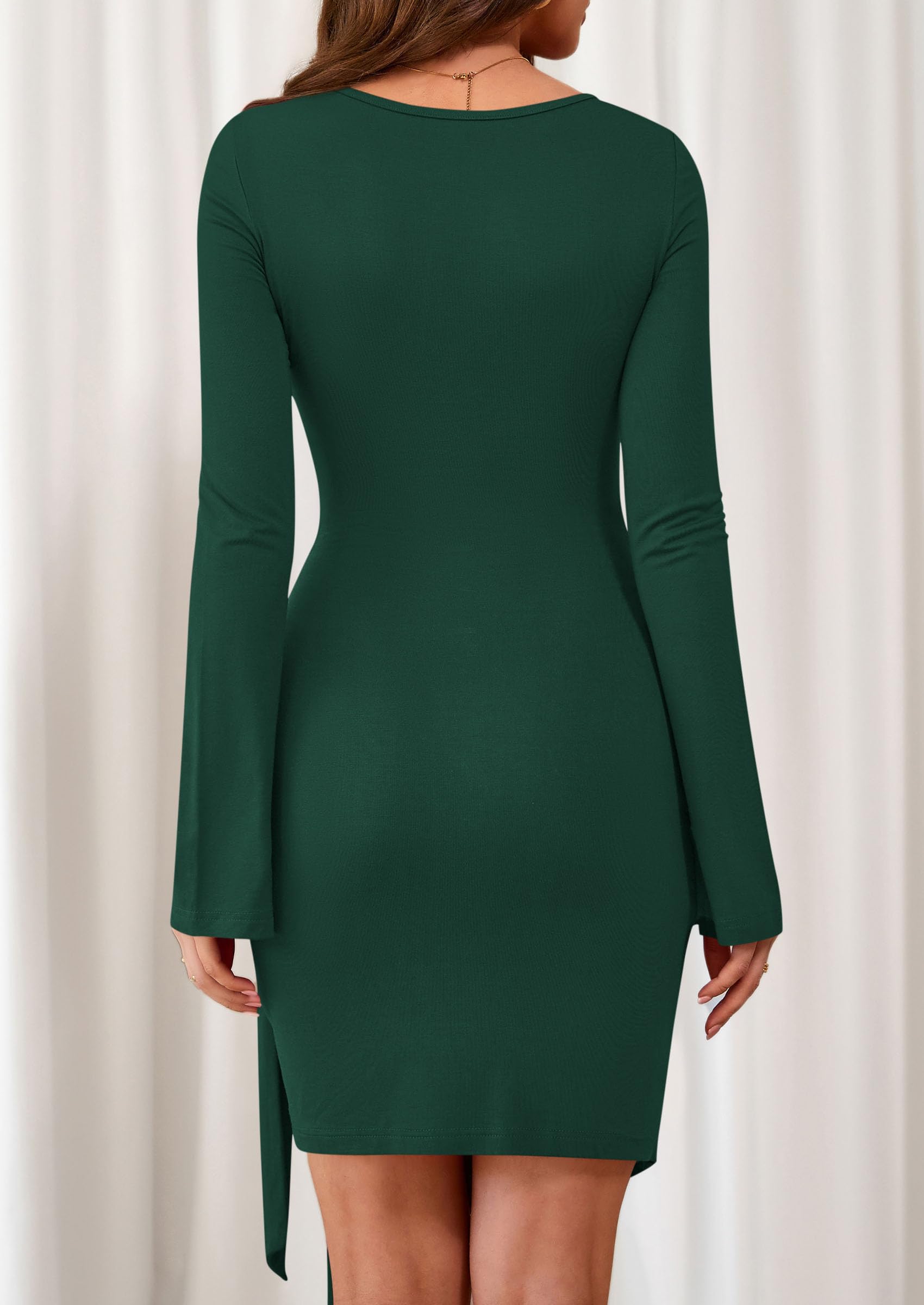 PRETTYGARDEN Women Mini Bodycon Dresses Long Sleeve Ruched Fitted Short Night Out Trendy Party Club Outfits Fall Clothes