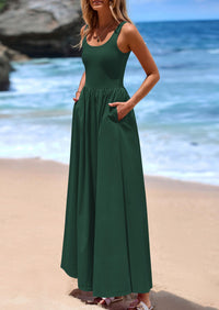 PRETTYGARDEN Womens Summer Casual Scoop Neck Sleeveless Long Dresses Tank Top Patchwork Aline Swing Maxi Dress with Pockets