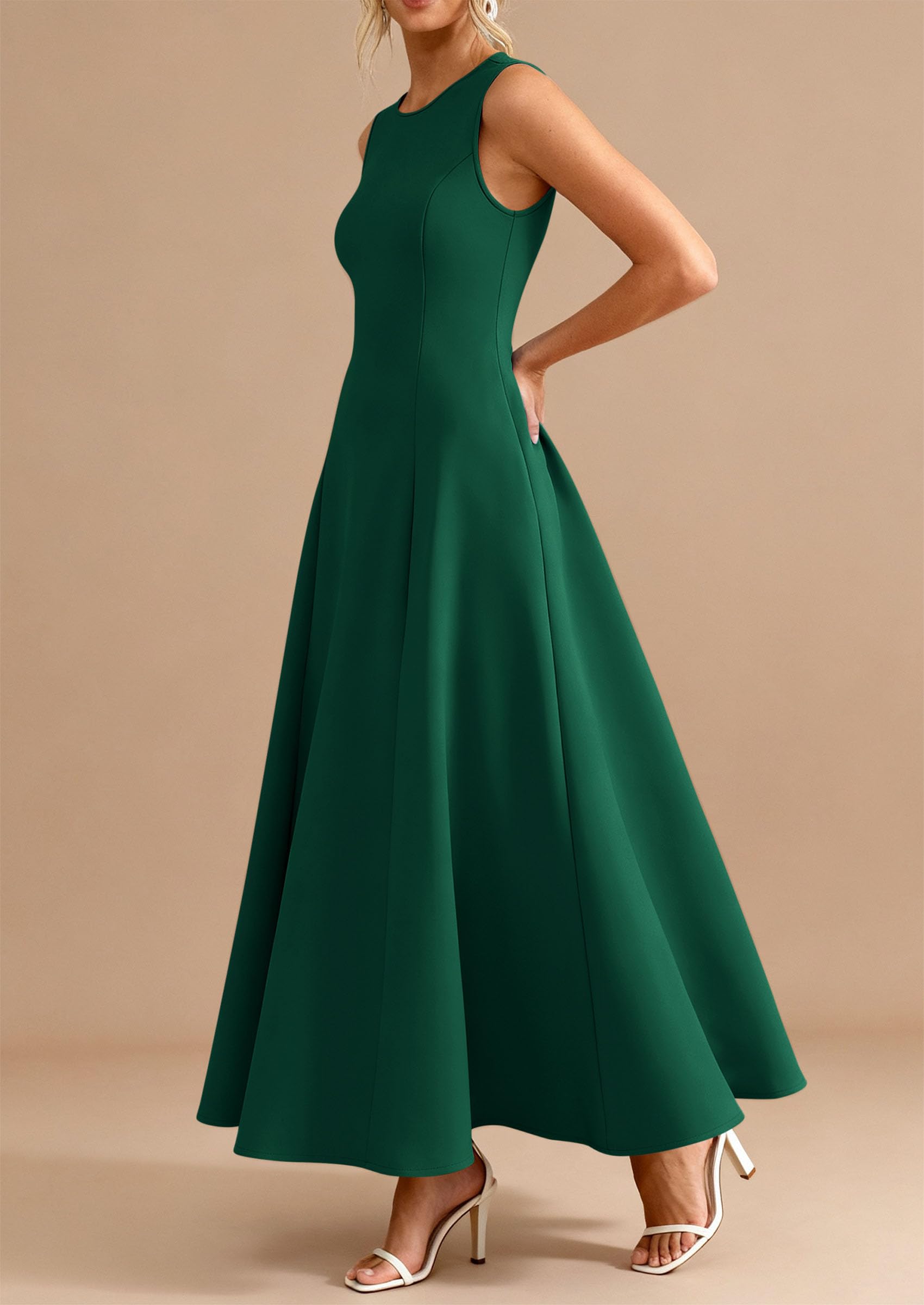 PRETTYGARDEN Women's Summer Tank Maxi Dress Spring Sleeveless Swing A Line Long Flowy Elegant Cocktail Dresses Pockets PRETTYGARDEN