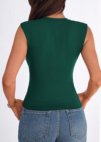 PRETTYGARDEN Womens T Shirts Spring Fashion V Neck Sleeveless Cute Going Out Tops Plain Fitted Tank Top Y2k Outfits PRETTYGARDEN