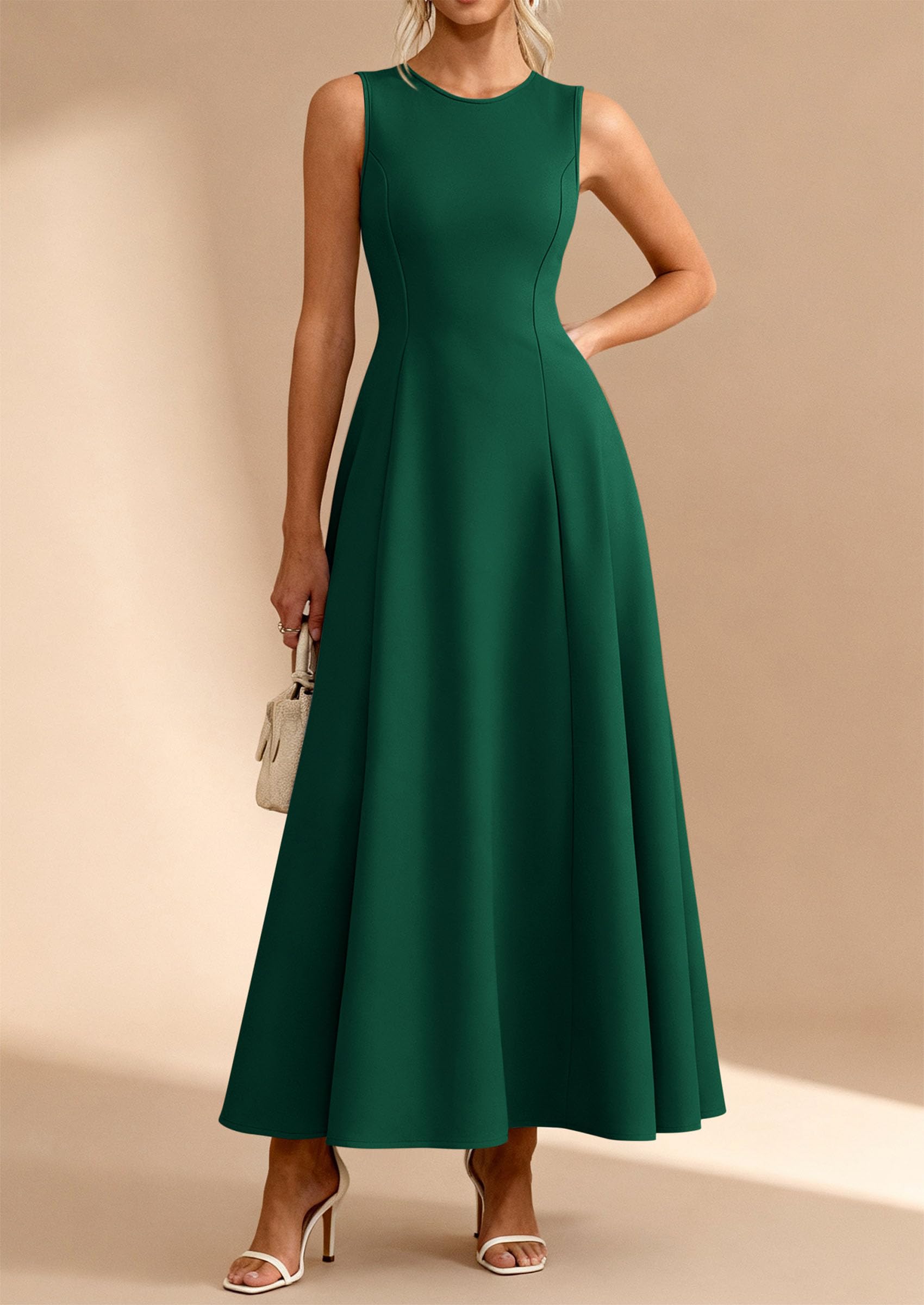 PRETTYGARDEN Women's Summer Tank Maxi Dress Spring Sleeveless Swing A Line Long Flowy Elegant Cocktail Dresses Pockets PRETTYGARDEN