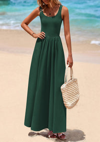 PRETTYGARDEN Womens Summer Casual Scoop Neck Sleeveless Long Dresses Tank Top Patchwork Aline Swing Maxi Dress with Pockets