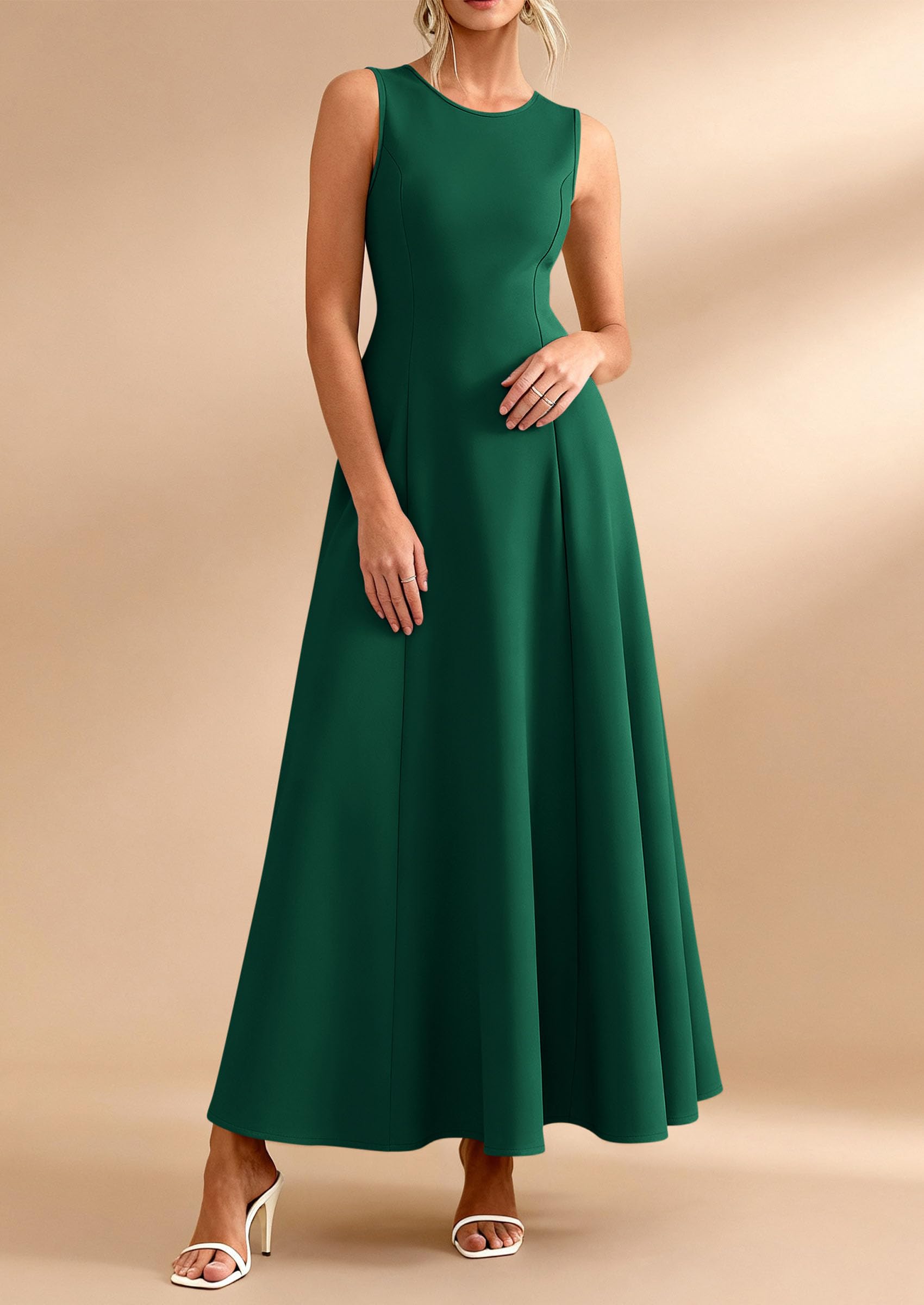 PRETTYGARDEN Women's Summer Tank Maxi Dress Spring Sleeveless Swing A Line Long Flowy Elegant Cocktail Dresses Pockets PRETTYGARDEN