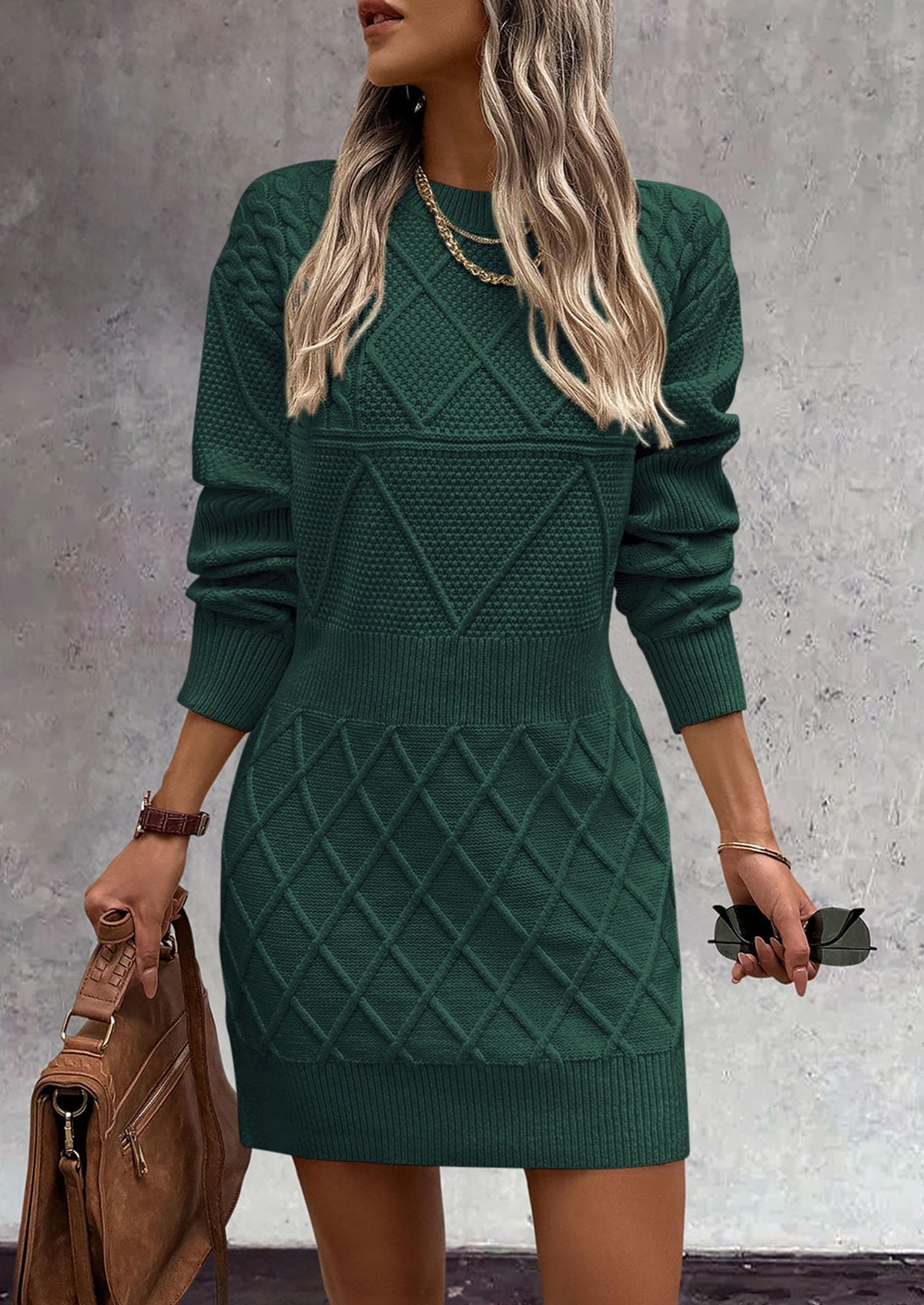 Women's Long Sleeve Short Sweater Dress Chunky Ribbed Knit Tunic Pullover Oversized Fall Sweaters