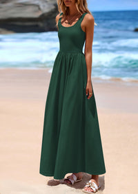 PRETTYGARDEN Womens Summer Casual Scoop Neck Sleeveless Long Dresses Tank Top Patchwork Aline Swing Maxi Dress with Pockets