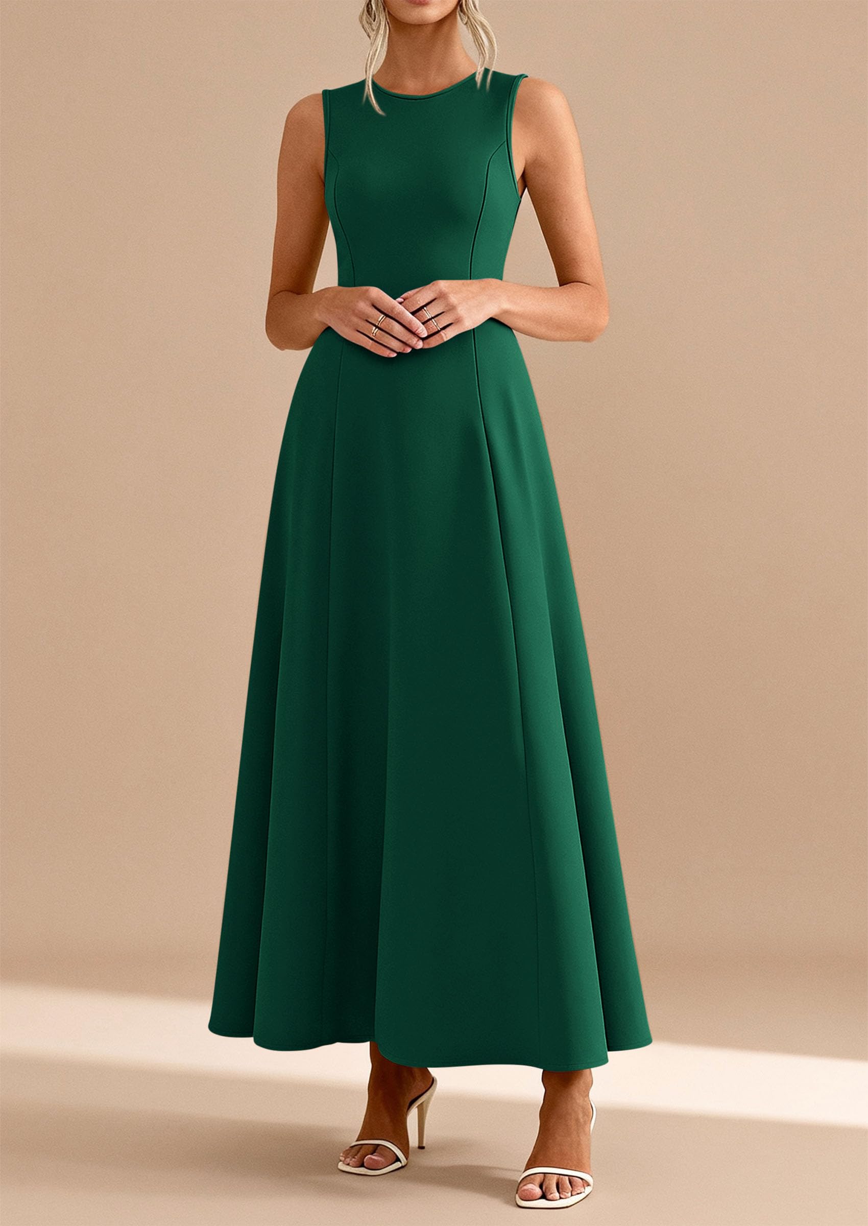 PRETTYGARDEN Women's Summer Tank Maxi Dress Spring Sleeveless Swing A Line Long Flowy Elegant Cocktail Dresses Pockets PRETTYGARDEN