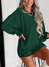 Women's Fall Oversized Sweatshirt Ribbed Corduroy Crewneck Long Sleeve Loose Fit Casual Going Out Pullover Tops