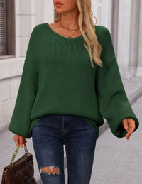 Fall Sweaters Chunky Loose Long Sleeve V Neck Oversized Dressy Casual Knit Pullover Tops