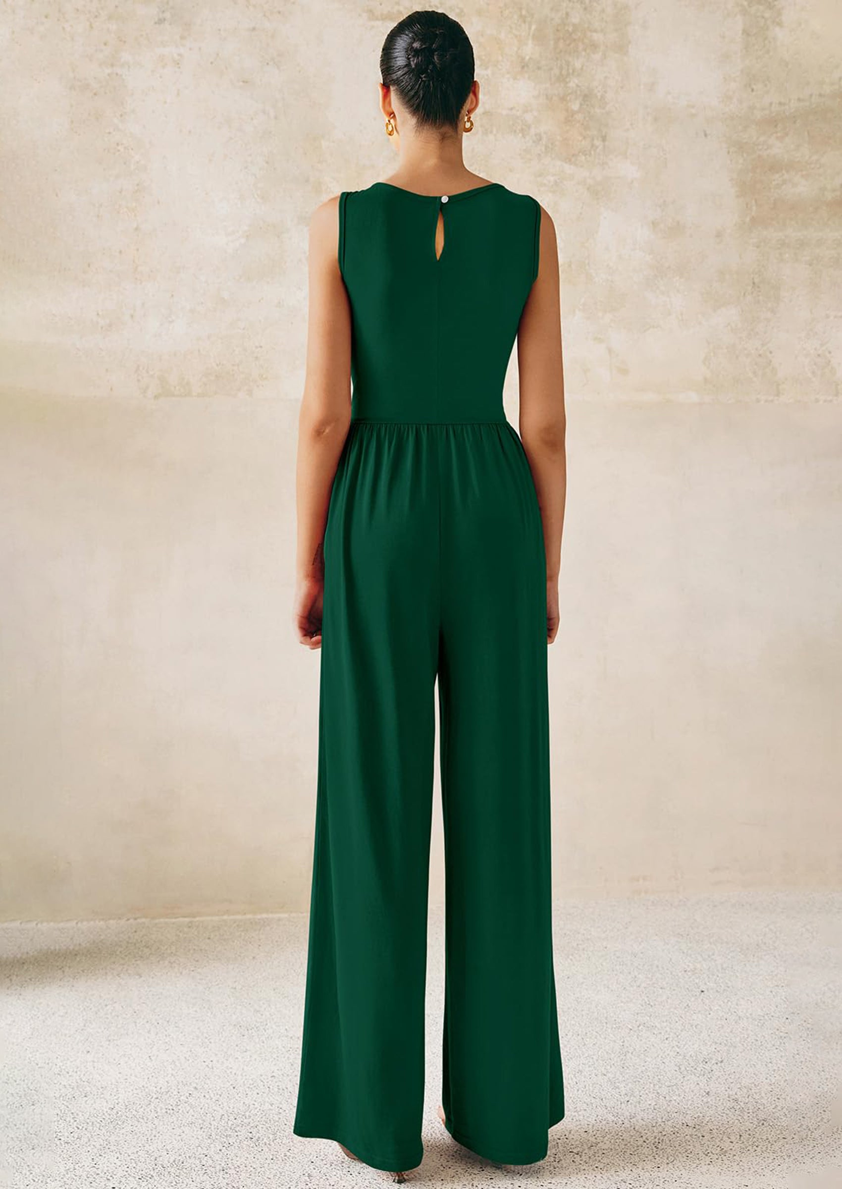 PRETTYGARDEN One Piece Jumpsuits for Women Dressy Casual Sleeveless Crewneck Wide Leg Rompers Jumpers Vacation Summer Outfits