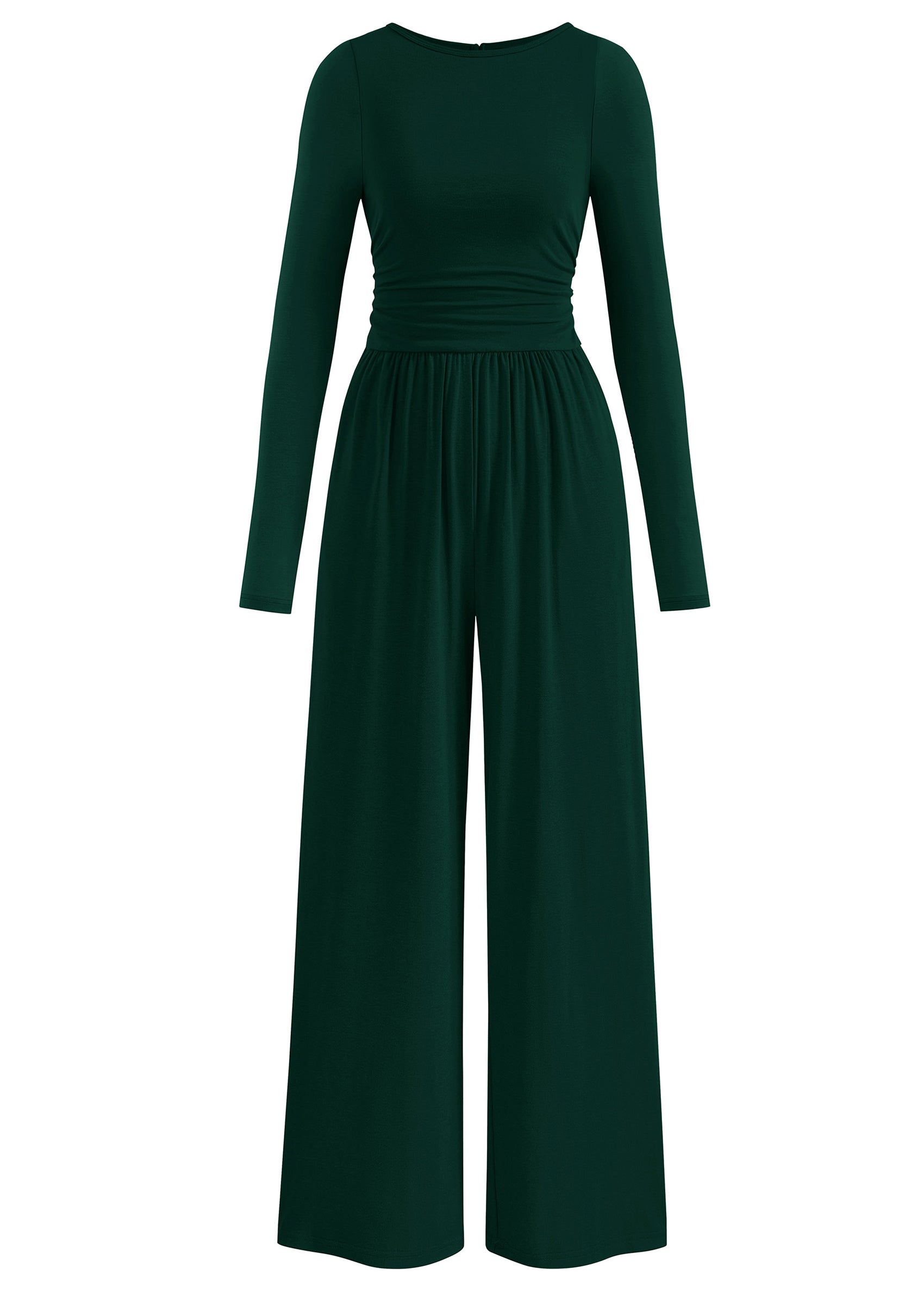 PRETTYGARDEN One Piece Jumpsuits for Women Dressy Casual Long Sleeve Crewneck Wide Leg Romper Overalls Spring Outfits 2026