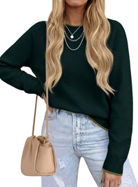 PRETTYGARDEN Womens Crewneck Fall Sweaters Pullover Tops | Soft Stretchy Knit,Reglan Long Sleeve,Ribbed Cuffs,Color Block,Casual Daily Outfits,Office Work Clothes,Winter Layering Wear