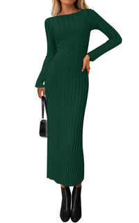 PRETTYGARDEN Womens Sweater Dress Fall 2026 Casual Boat Neck Long Sleeve Pullover Ribbed Knit Bodycon Maxi Sweater Dresses