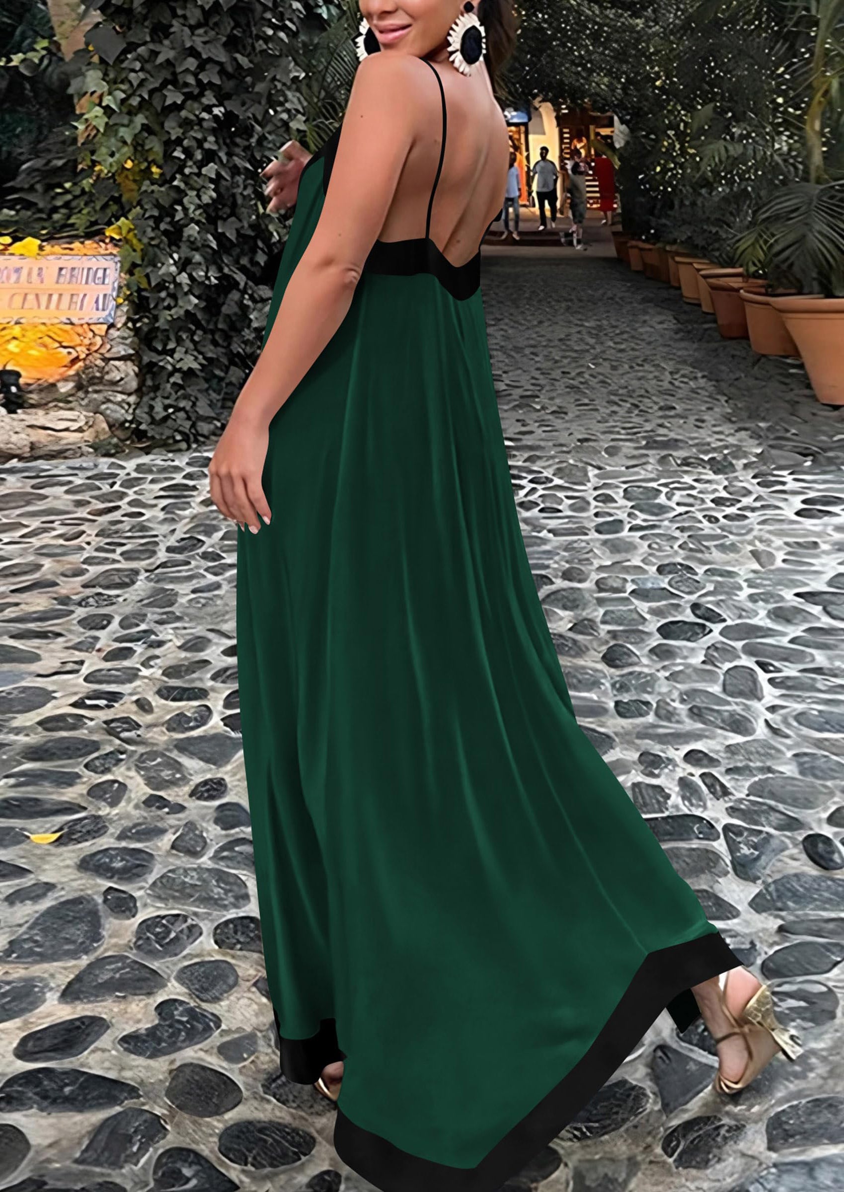 PRETTYGARDEN Women's Flowy Maxi Dress Summer Sleeveless V Neck Spaghetti Strap Elegant Wedding Party Dresses