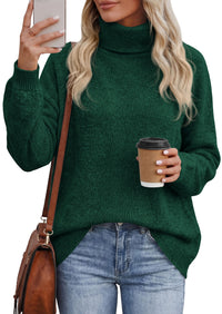 PRETTYGARDEN Women's Winter Turtleneck Sweaters Oversized Warm Pullover  Cozy Chunky Knit Sweater, Long Sleeve Tunic, Loose Fit Dressy Casual Tops, Trendy Fall Fashion Clothing, Holiday Outfits
