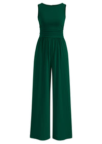 PRETTYGARDEN One Piece Jumpsuits for Women Dressy Casual Sleeveless Crewneck Wide Leg Rompers Jumpers Vacation Summer Outfits