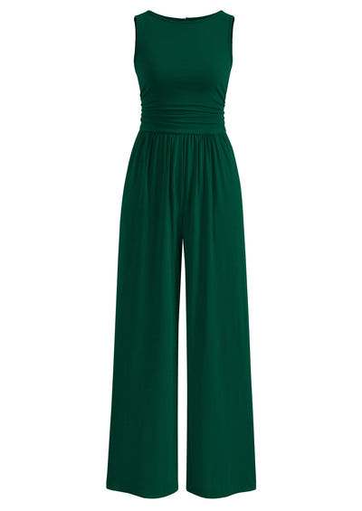 PRETTYGARDEN One Piece Jumpsuits for Women Dressy Casual Sleeveless Crewneck Wide Leg Rompers Jumpers Vacation Summer Outfits