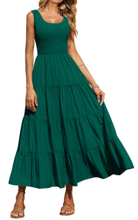 PRETTYGARDEN Women's 2026 Casual Loose Plain Maxi Sundress Smocked Tank Dress Sleeveless Summer Beach Tiered Long Dresses