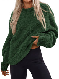 PRETTYGARDEN Womens Oversized Fuzzy Fall Sweaters 2026 Casual Pullover Tops Crew Neck Cozy Ribbed Knit Sweater, Slouchy Loose Fit Raglan Long Sleeve Tops, Chunky Soft Cute Clothes, Fashion Winter Wear