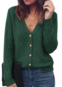 PRETTYGARDEN Women's Cozy Cardigan Sweater with Button | V Neck Long Sleeve Tops, Open Front for Fall Clothes 2026, Knit Winter Clothing, Solid Bussiness Casual & Vacation Outfits