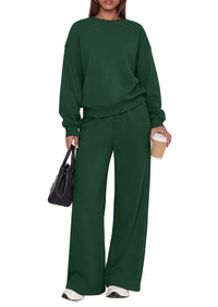 PRETTYGARDEN 2 Piece Lounge Sets for Women Casual Sweatsuits | Soft Stretchy,Drop Shoulder Crew Neck Sweatshirt & Wide Leg Pants,Workout Airport Matching Set Tracksuit,Fall Winter Outfits