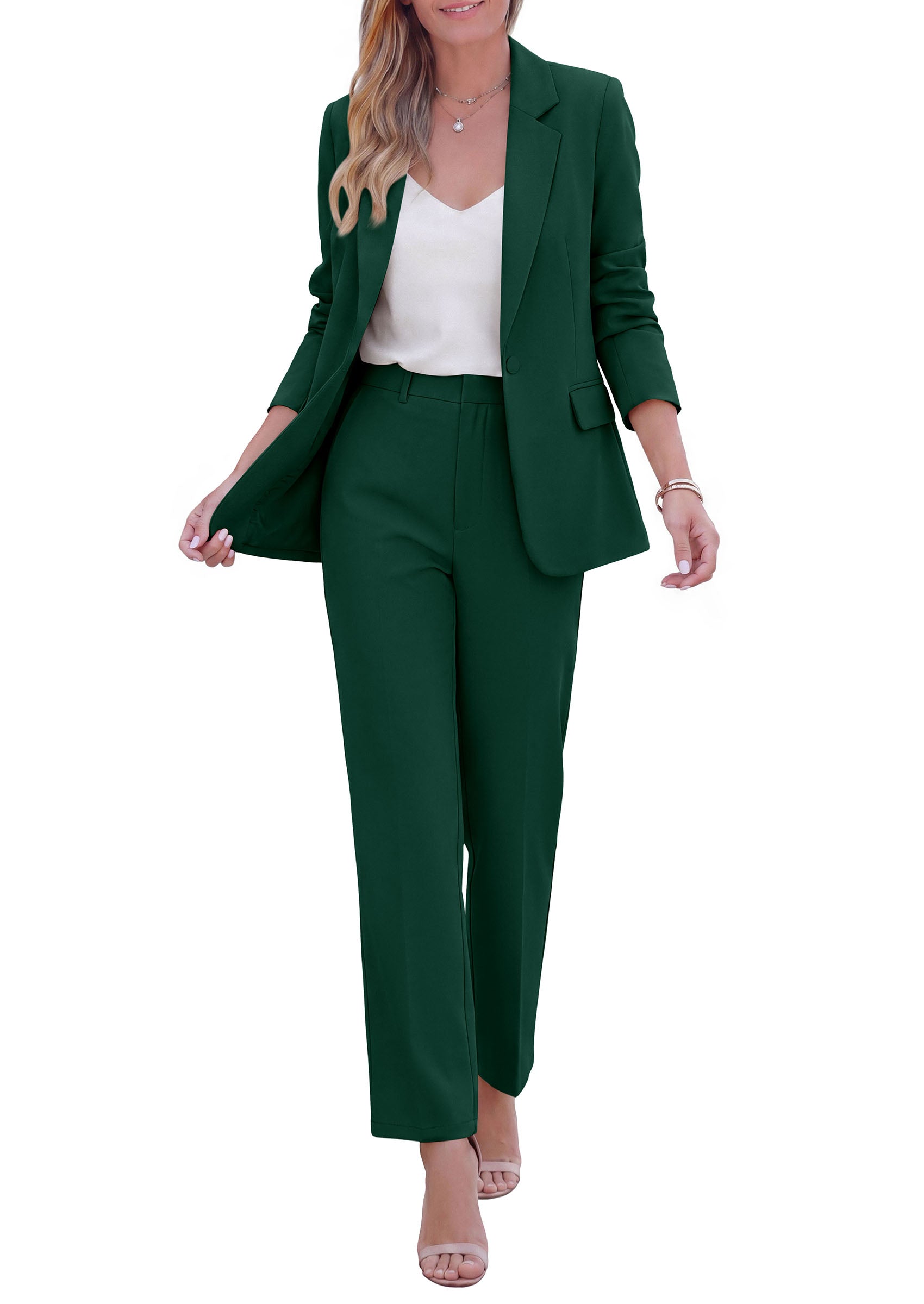 PRETTYGARDEN Two Piece Sets for Women Dressy Pant Suits | Lapel Blazer,Straight Leg Dress Pants,Professional Interview Suit Set,Business Casual Outfits,Office Work Clothes,Fall Winter