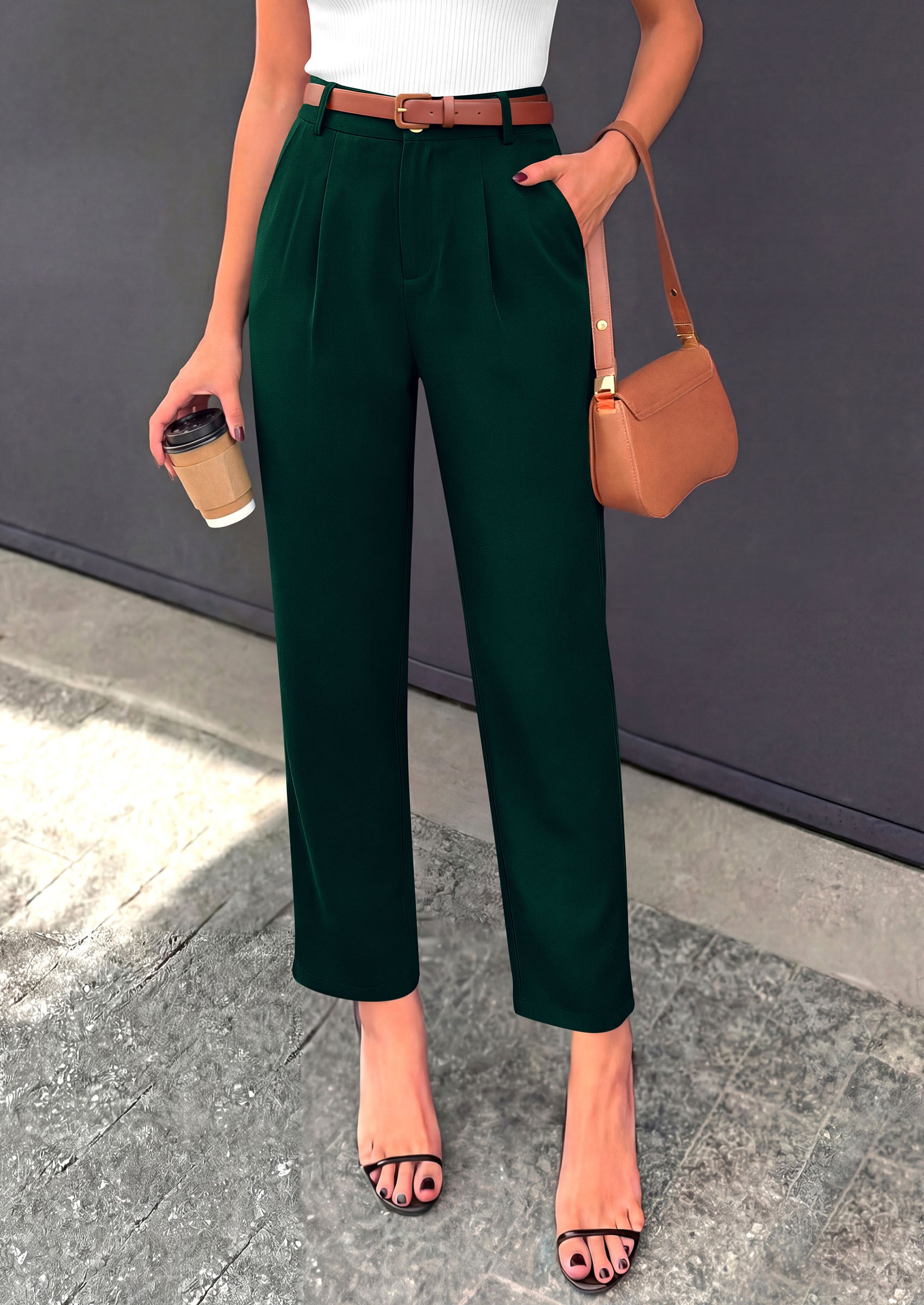 PRETTYGARDEN Womens Dress Pants Summer 2026 Work Clothes Tapered High Waisted Trousers Slacks Pockets Business Casual Outfits