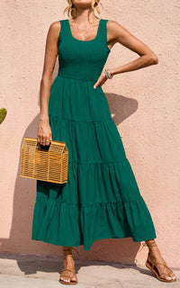 PRETTYGARDEN Women's 2026 Casual Loose Plain Maxi Sundress Smocked Tank Dress Sleeveless Summer Beach Tiered Long Dresses