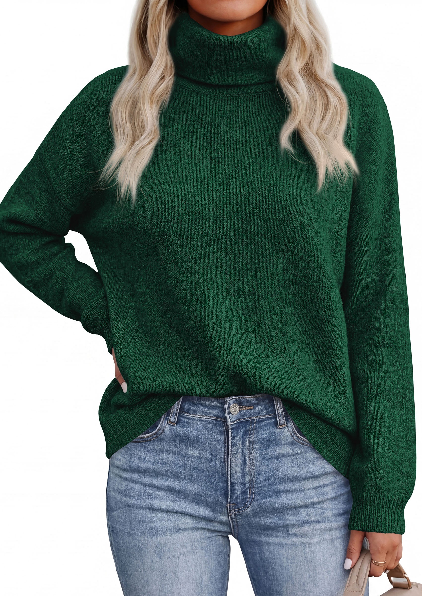 PRETTYGARDEN Women's Winter Turtleneck Sweaters Oversized Warm Pullover  Cozy Chunky Knit Sweater, Long Sleeve Tunic, Loose Fit Dressy Casual Tops, Trendy Fall Fashion Clothing, Holiday Outfits