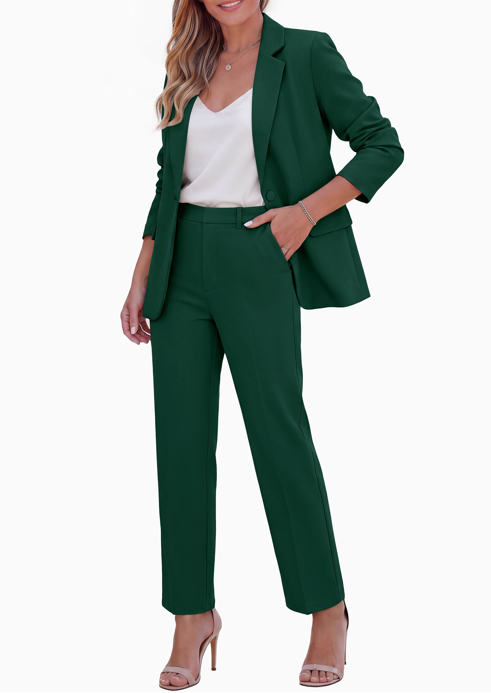 PRETTYGARDEN Two Piece Sets for Women Dressy Pant Suits | Lapel Blazer,Straight Leg Dress Pants,Professional Interview Suit Set,Business Casual Outfits,Office Work Clothes,Fall Winter