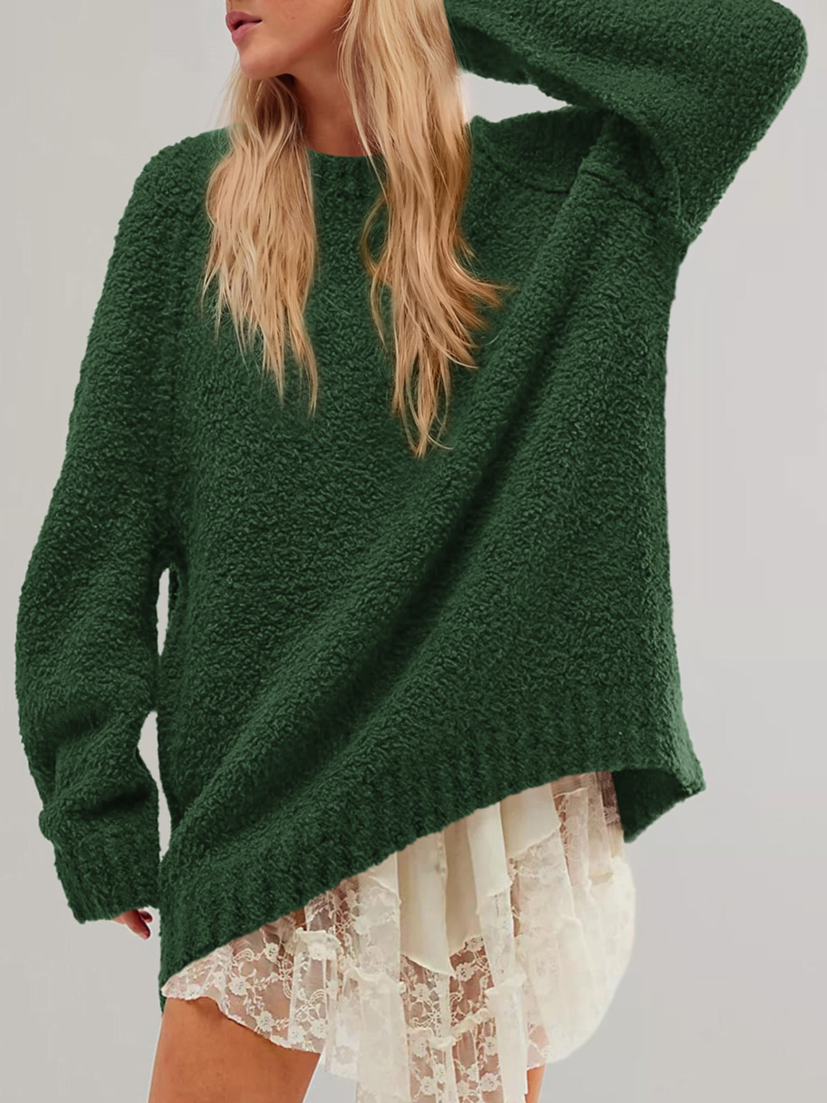 PRETTYGARDEN Womens Oversized Fuzzy Fall Sweaters 2026 Casual Pullover Tops Crew Neck Cozy Ribbed Knit Sweater, Slouchy Loose Fit Raglan Long Sleeve Tops, Chunky Soft Cute Clothes, Fashion Winter Wear