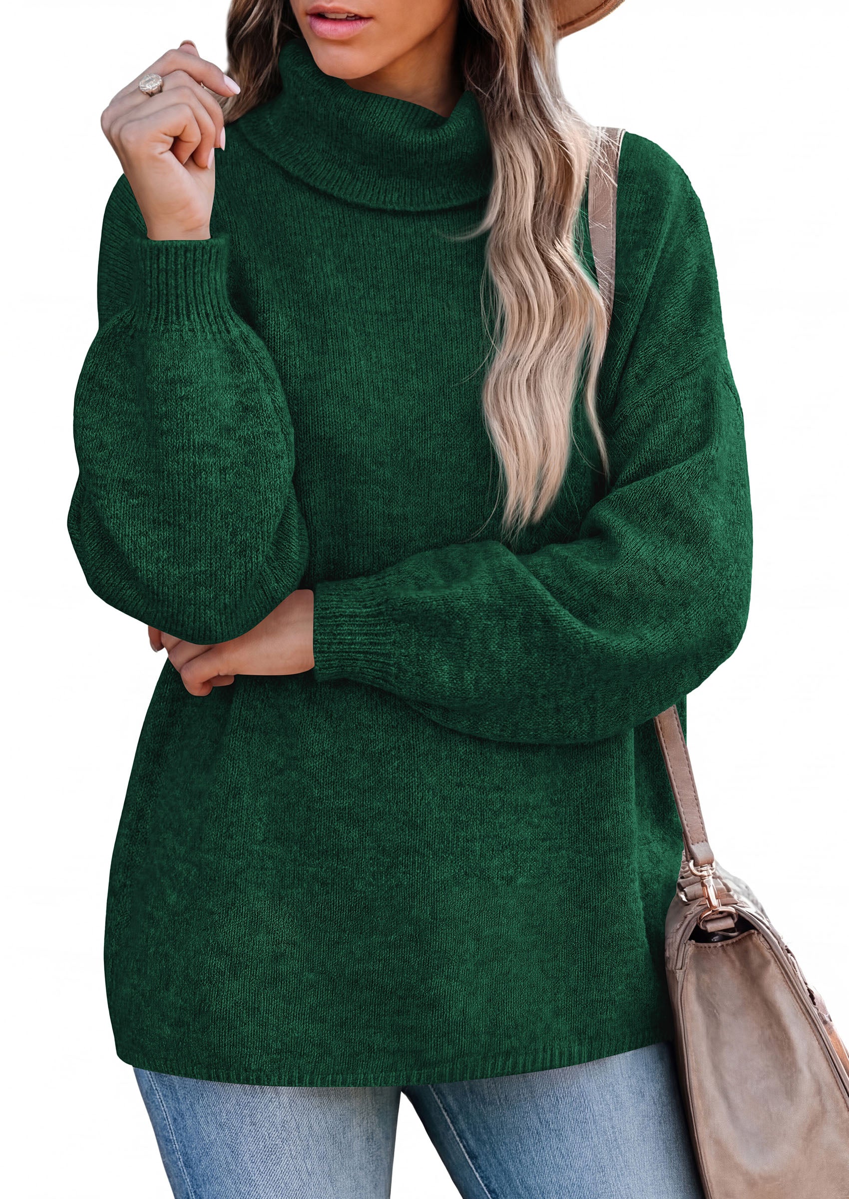 PRETTYGARDEN Women's Winter Turtleneck Sweaters Oversized Warm Pullover  Cozy Chunky Knit Sweater, Long Sleeve Tunic, Loose Fit Dressy Casual Tops, Trendy Fall Fashion Clothing, Holiday Outfits