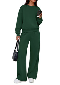 PRETTYGARDEN 2 Piece Lounge Sets for Women Casual Sweatsuits | Soft Stretchy,Drop Shoulder Crew Neck Sweatshirt & Wide Leg Pants,Workout Airport Matching Set Tracksuit,Fall Winter Outfits