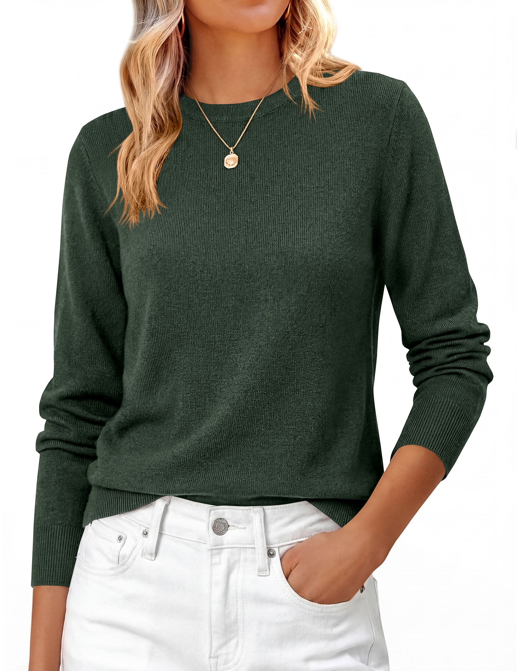 PRETTYGARDEN Womens Fall Basic Long Sleeve Sweater | Soft Knit Fabric, Classic Crew Neck Sweaters, Loose Fit Sweater, Casual Going Out Outfits, 2026 Winter Trendy Clothes