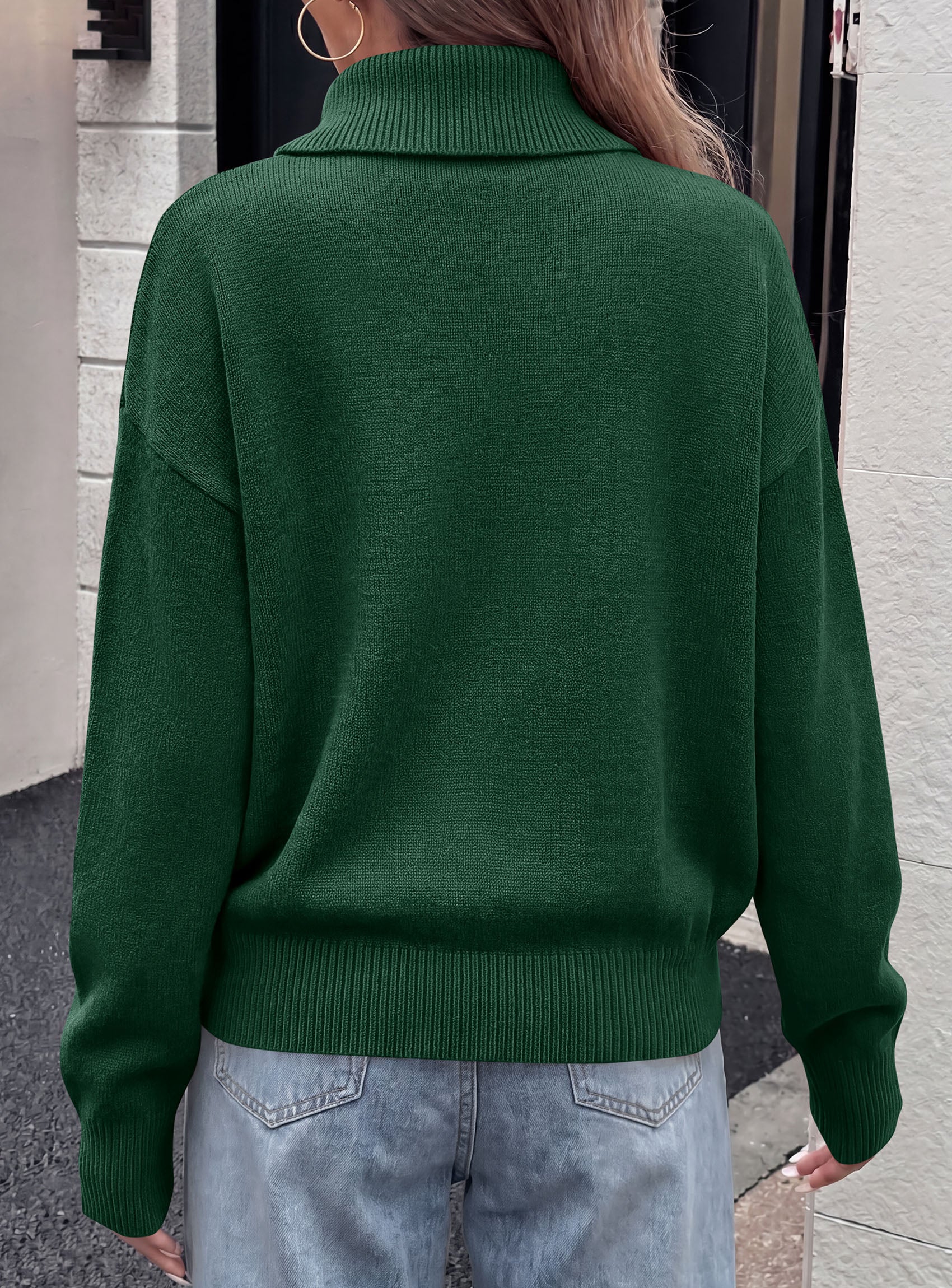 PRETTYGARDEN Womens Turtleneck Sweater Pullover Side Button Fall Clothes  Stretchy Knit,Dropped Shoulder,Ribbed Cuffs,Asymmetrical,Jumper Long Sleeve Tops,Work Office,2026 Winter Casual Outfits
