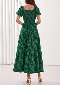 PRETTYGARDEN Women's 2026 Summer Boho Maxi Dresses Floral Short Sleeve Square Neck Smocked Flowy Long Dress Vacation Outfits PRETTYGARDEN