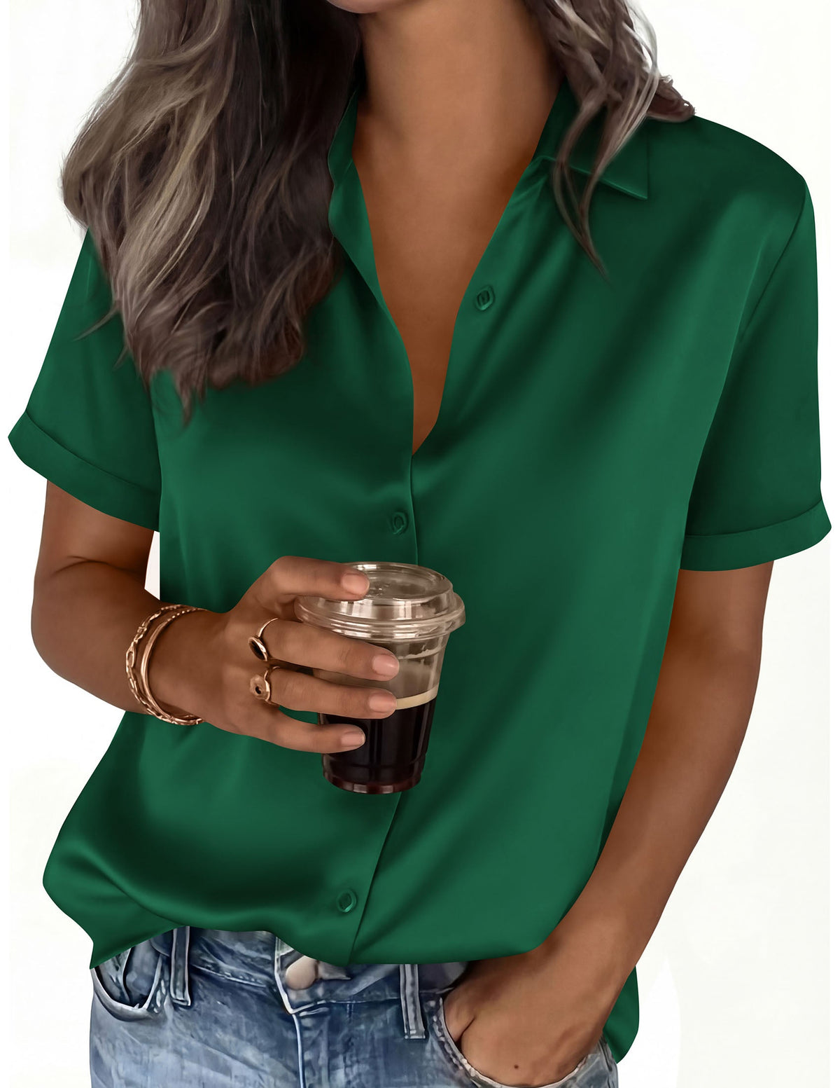 PRETTYGARDEN Women's 2026 Summer Button Down Shirts Short Sleeve Work Tops Dressy Blouses Spring Business Casual Outfits PRETTYGARDEN