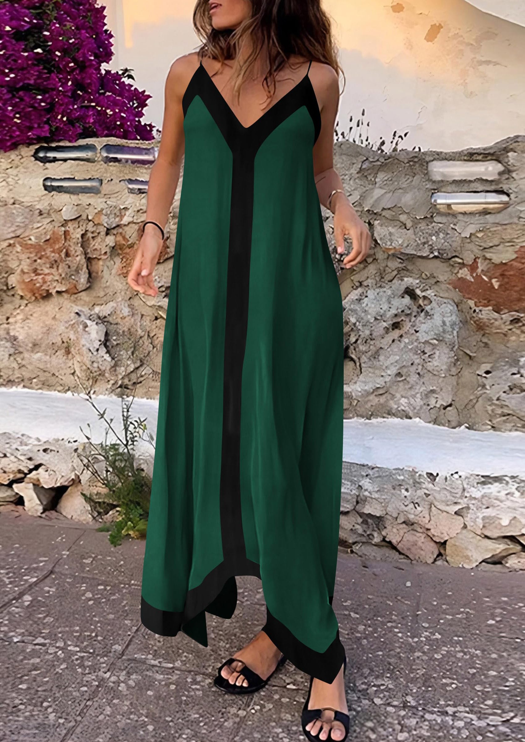 PRETTYGARDEN Women's Flowy Maxi Dress Summer Sleeveless V Neck Spaghetti Strap Elegant Wedding Party Dresses