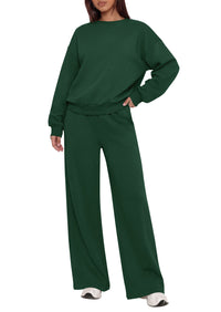 PRETTYGARDEN 2 Piece Lounge Sets for Women Casual Sweatsuits | Soft Stretchy,Drop Shoulder Crew Neck Sweatshirt & Wide Leg Pants,Workout Airport Matching Set Tracksuit,Fall Winter Outfits