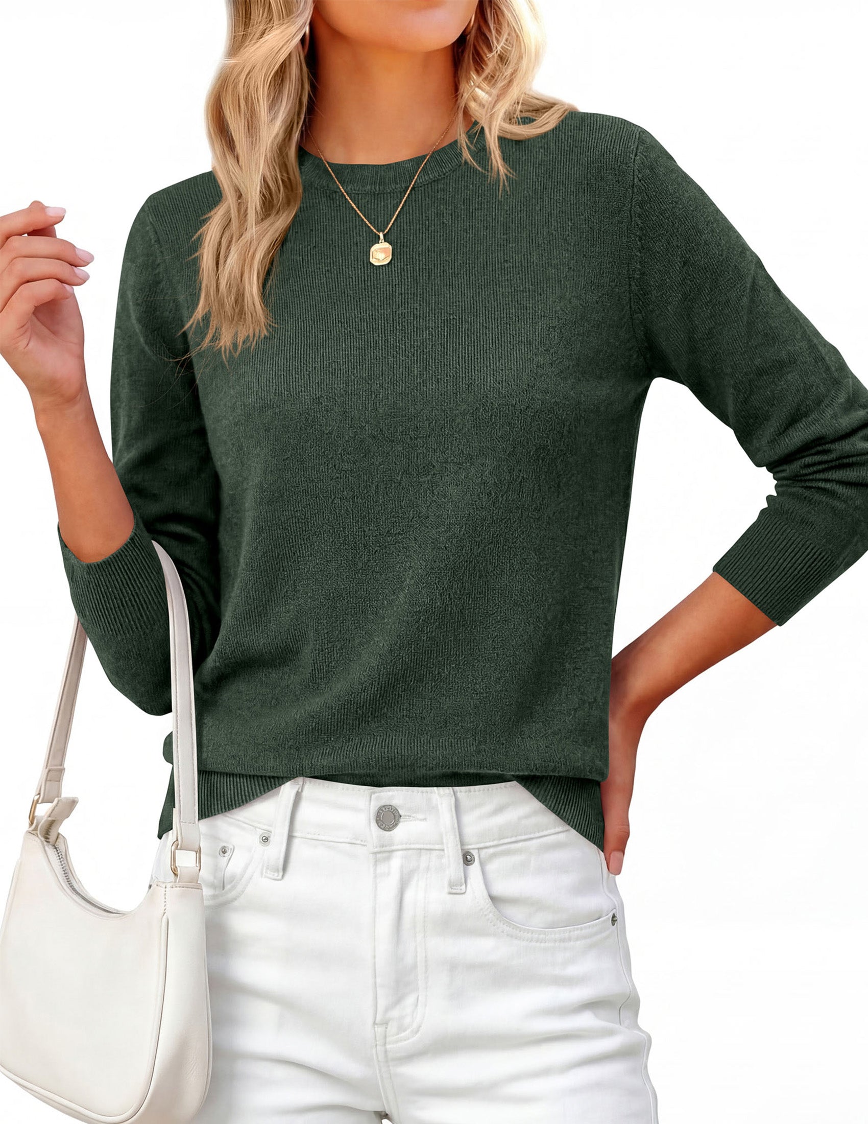 PRETTYGARDEN Womens Fall Basic Long Sleeve Sweater | Soft Knit Fabric, Classic Crew Neck Sweaters, Loose Fit Sweater, Casual Going Out Outfits, 2026 Winter Trendy Clothes