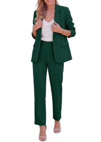 PRETTYGARDEN Two Piece Sets for Women Dressy Pant Suits | Lapel Blazer,Straight Leg Dress Pants,Professional Interview Suit Set,Business Casual Outfits,Office Work Clothes,Fall Winter
