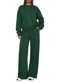 PRETTYGARDEN 2 Piece Lounge Sets for Women Casual Sweatsuits | Soft Stretchy,Drop Shoulder Crew Neck Sweatshirt & Wide Leg Pants,Workout Airport Matching Set Tracksuit,Fall Winter Outfits